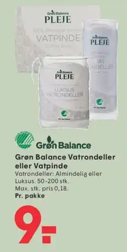 SPAR Grøn Balance Vatrondeller / Vatpinde tilbud