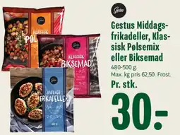 Min Købmand Gestus Middags-frikadeller / Klassisk Pølsemix / Biksemad tilbud
