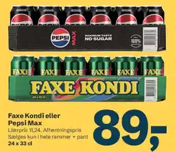 Let-Køb Faxe Kondi eller Pepsi Max (24 x 33 cl) tilbud