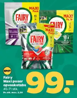 Netto Fairy Maxi poser til opvaskemaskine tilbud