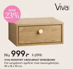 SENG VIVA Monfort væghængt sengebord tilbud
