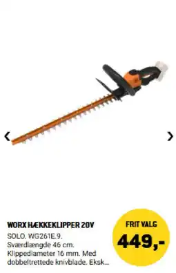 XL-BYG Worx hækkeklipper 20v tilbud