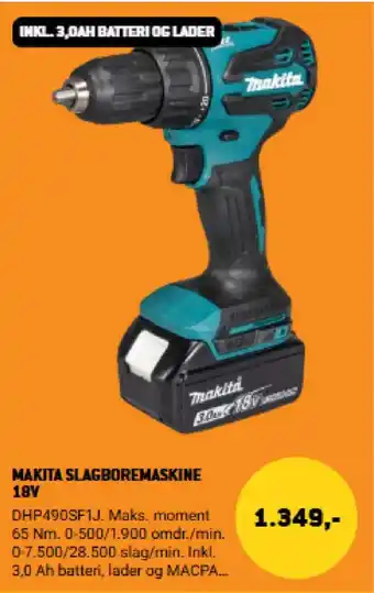 XL-BYG Makita Slagboremaskine 18v tilbud