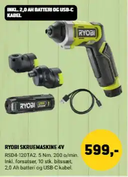 XL-BYG Ryobi Skruemaskine 4v tilbud
