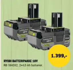 XL-BYG Ryobi batteripakke 18v tilbud