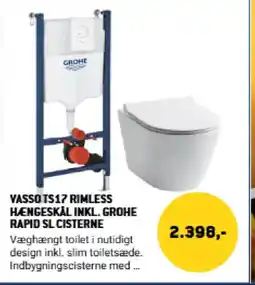 XL-BYG Vasso TS17 rimless hængeskål inkl. grohe rapid sl cisterne tilbud