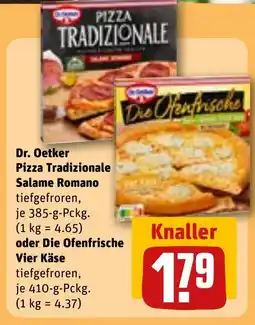 REWE DE Dr. Oetker Pizza Tradizionale Salame Romano oder Die Ofenfrische Vier Käse tilbud