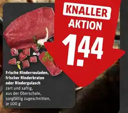 REWE DE Frische Rinderrouladen, frischer Rinderbraten oder Rindergulasch tilbud