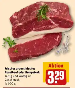 REWE DE Frisches argentinisches Roastbeef oder Rumpsteak tilbud