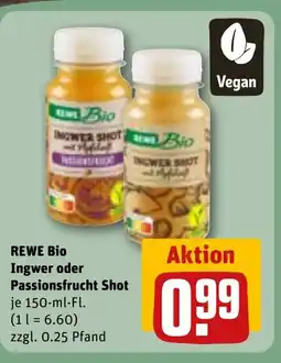 REWE DE REWE Bio Ingwer oder Passionsfrucht Shot tilbud