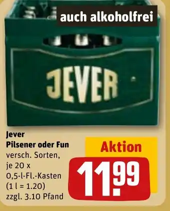 REWE DE Jever Pilsener oder Fun tilbud