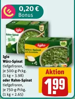 REWE DE Iglo Würz-Spinat oder Rahm-Spinat tilbud