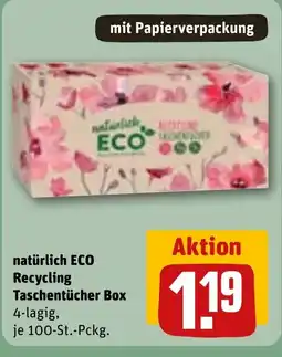 REWE DE Natürlich ECO Recycling Taschentücher Box tilbud