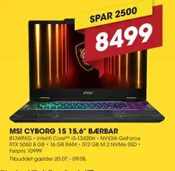 Punkt1 MSI CYBORG 15 15,6” BÆRBAR tilbud