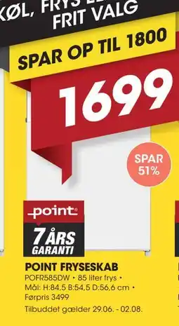 Punkt1 POINT FRYSESKAB tilbud