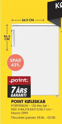 Punkt1 POINT KØLESKAB tilbud