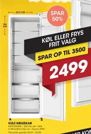 Punkt1 KULZ KØLESKAB tilbud