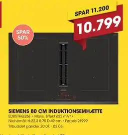 Punkt1 SIEMENS 80 CM INDUKTIONSEMHÆTTE tilbud