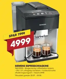 Punkt1 SIEMENS ESPRESSOMASKINE tilbud
