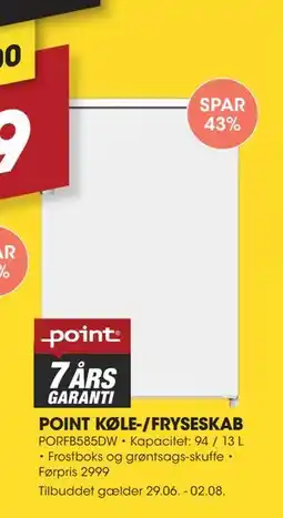 Punkt1 POINT KØLE-/FRYSESKAB tilbud
