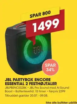 Punkt1 JBL PARTYBOX ENCORE ESSENTIAL 2 FESTHØJTALER tilbud