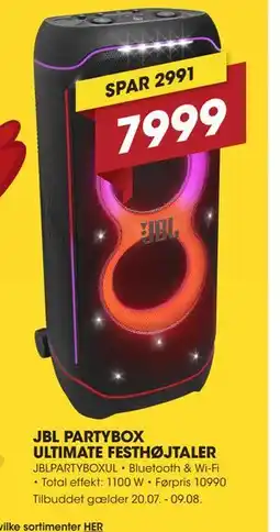 Punkt1 JBL PARTYBOX ULTIMATE FESTHØJTALER tilbud
