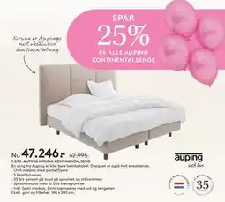 SENG SPAR 25% PÅ ALLE AUPING KONTINENTALSENGE tilbud