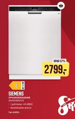 Skousen SIEMENS OPVASKEMASKINE SN43HW01VS tilbud
