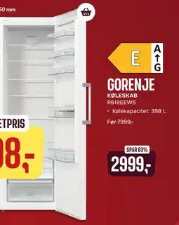 Skousen GORENJE KØLESKAB R619EEW5 tilbud