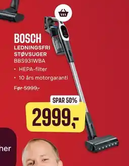 Skousen BOSCH LEDNINGSFRI STØVSUGER BBS931WBA tilbud