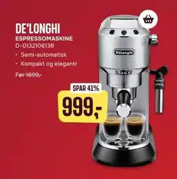 Skousen DE'LONGHI ESPRESSOMASKINE D-0132106138 tilbud
