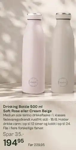 Helsam Drinking Bottle 500 ml (Soft Rose / Cream Beige) tilbud