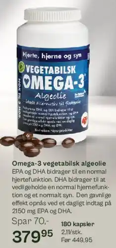 Helsam Omega-3 vegetabilsk algeolie tilbud
