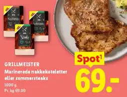 Lidl GRILLMESTER Marinerede nakkekoteletter eller sommersteaks tilbud