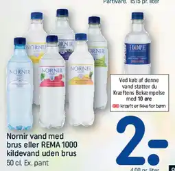 REMA 1000 Norrin vand med brus eller REMA 1000 kildevand uden brus tilbud