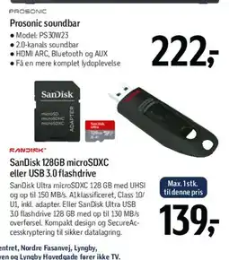 Føtex SanDisk 128GB microSDXC eller USB 3.0 flashdrive tilbud