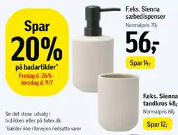 Føtex Sienna badartikler (sæbedispenser & tandkrus) tilbud