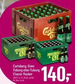 Føtex Carlsberg, Grøn Tuborg eller Tuborg Classic flasker tilbud