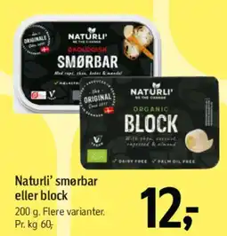 Føtex Naturli' smørbar eller block tilbud