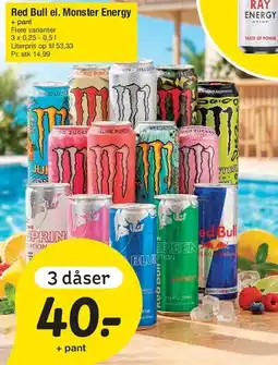 Fakta Tyskland Assorted Energy Cans (Red Bull / Monster) tilbud
