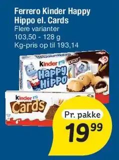 Fakta Tyskland Ferrero Kinder Happy Hippo / Kinder Cards tilbud
