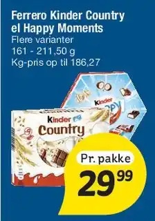 Fakta Tyskland Ferrero Kinder Country / Happy Moments tilbud