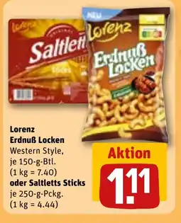 REWE DE Lorenz Erdnuẞ Locken oder Saltletts Sticks tilbud