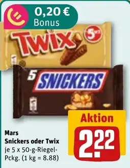 REWE DE Mars Snickers oder Twix tilbud