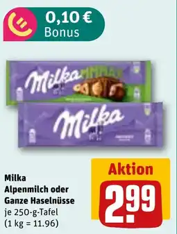 REWE DE Milka Alpenmilch oder Ganze Haselnüsse tilbud