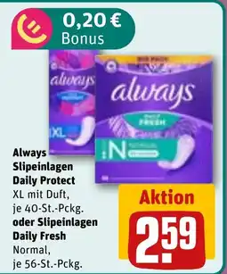 REWE DE Always Slipeinlagen Daily Protect oder Slipeinlagen Daily Fresh tilbud