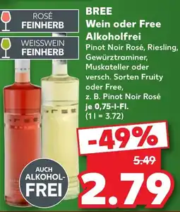 Kaufland DE BREE Wein oder Free Alkoholfrei tilbud