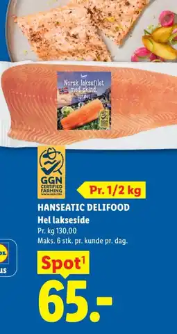 Lidl HANSEATIC DELIFOOD Hel lakseside tilbud