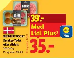 Lidl BURGER BOOST Smokey Twist eller sliders tilbud