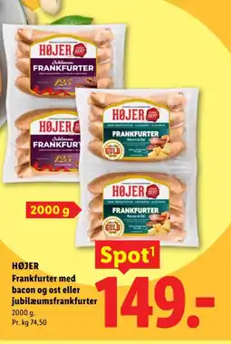 Lidl HØJER Frankfurter med bacon og ost eller jubilæumsfrankfurter tilbud